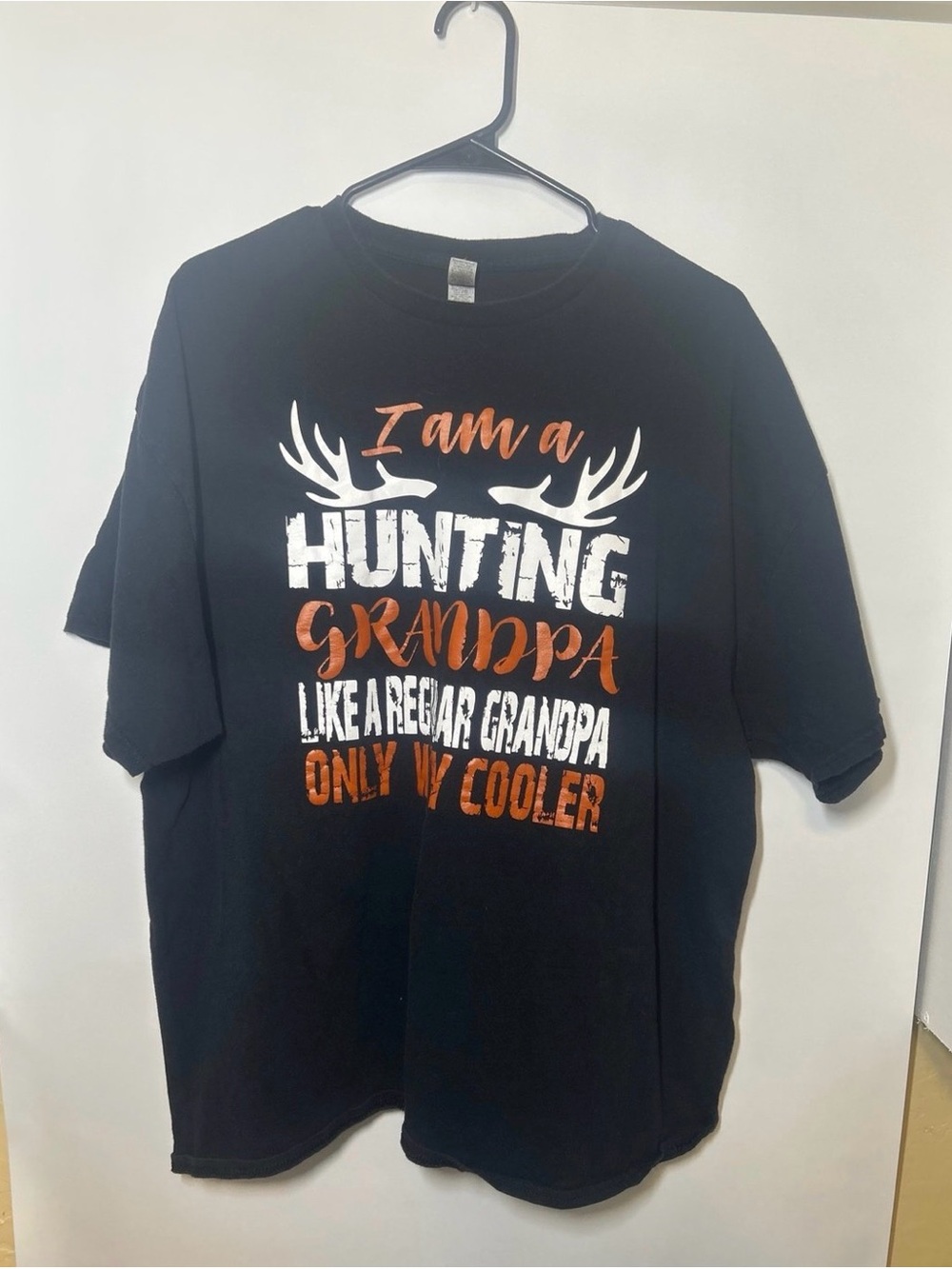 Gildan Black T-Shirt with White and Orange Hunting Grandpa Graphic
